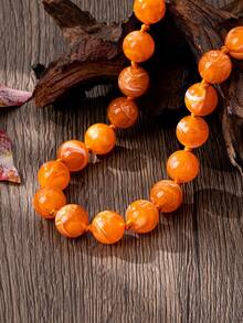 1 pieza Collar de cuentas con efecto de nube de resina geométrica redonda de estilo bohemio con broche de metal, joyería hecha a mano para uso festivo o diario - Collar de cuentas - Ver 16