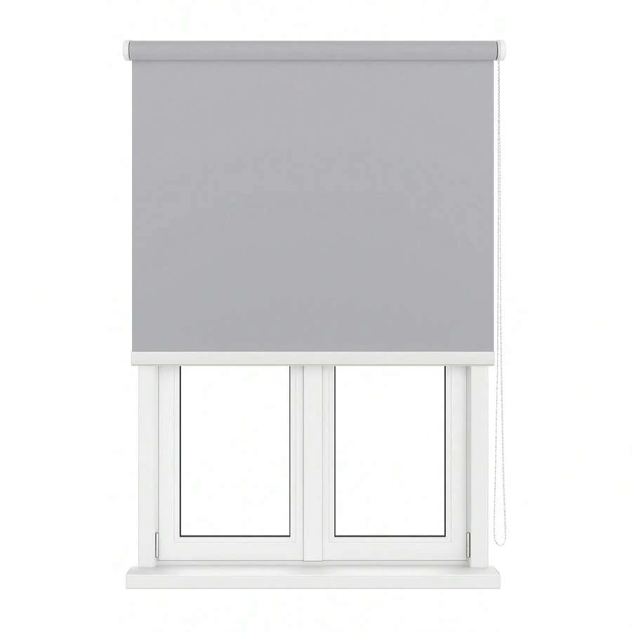 Estor Enrollable Liso - Cortina Opaca Impermeable para Ventanas, Fácil de Instalar, Protección Solar y Privacidad - Varios Colores - Gris plateado - Ver 1
