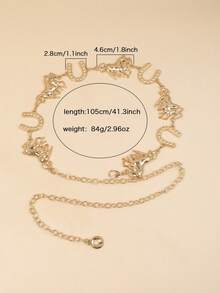 1pc European & Middle Eastern Style Green Metal Waist Belt/Chain For Women, Suitable For Daily, Party, Concert, Beach, Halloween Outfit - Multicolor - View 7