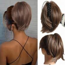 Pferdeschwanz-Verlängerungsklammer-Clip Kurze Pferdeschwänze Haarverlängerungen für Frauen, synthetische wellige Haarverlängerungen für den täglichen Gebrauch