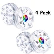 4 Pack Submersible LED Lights With Remote Control, 10LED/13LED,IP68 Waterproof, 16 Colors Changing LED Tea Lights, Pool Lamp Battery Operated Underwater Pond Lights For Saloon Fish Tank Fountain Swimming Pool Aquarium Garden Wedding Party - Multicolor - View 11