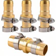4 Set Garden Hose Repair Connector With Clamps Fit For 3/4" Or 5/8" Garden Hose Fitting 5/8" Barb X 3/4" GHT Garden Hose Adapter/Fittings Water Hose Repair Kit - 4 件套+適用於 3/4 英吋或 5/8 英吋軟管 - 查看 1