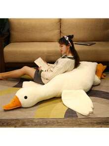 柔软白鹅毛绒玩具可爱毛绒填充动物大白鹅鸭子毛绒枕头腰背房间床头装饰生日礼物圣诞礼物感恩节礼物送孩子情人节礼物送女友