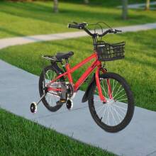 Kids Bike,18 Inch Children Bicycle,Toddler Tricycle With Training Wheels And Front Basket,Armrest Height And Seat Height Adjustable Design - 紅色 - 查看 10