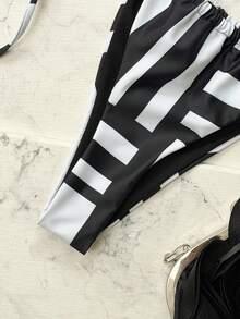 2025 Sexy Women Swimsuit Striped Bikini Set Fashionable Contrast Stone Swimwear Summer Beach Bathing Suit Vacation