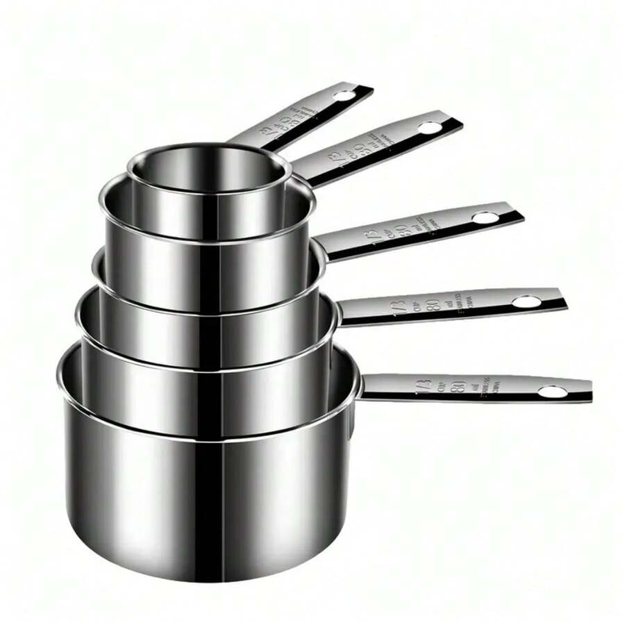 5 Pieces Stainless Steel Measuring Cups Set,  Kitchen Measuring Sets Gadgets Tool,For Cooking & Baking,Measure Dry & Wet Ingredients And Liquid (Cups)