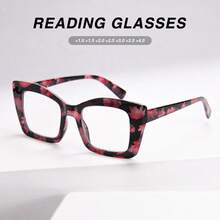 1 Kính đọc sách gọng vuông cổ điển dành cho nữ, có bản lề lò xo linh hoạt, vừa vặn thoải mái, thích hợp để đọc sách hàng ngày, thiết kế tối giản nhưng tiện dụng - Hoa hồng - Xem 2