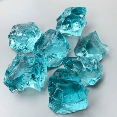40g/100g/200g Ice Blue Quartz Crystal, Ice Sea Blue Glass Rough Stone, Indoor Decor Blue Sapphire Blue Artificial Stone - Christmas, Halloween, Easter, Thanksgiving