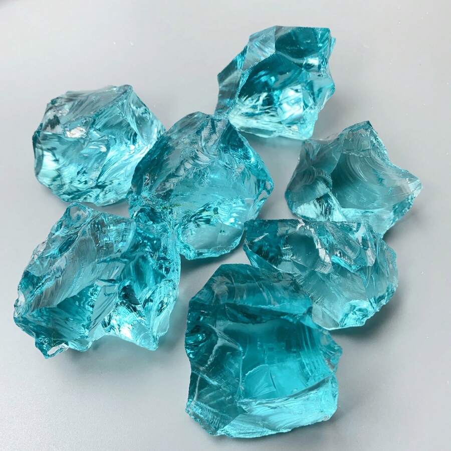 40g/100g/200g Ice Blue Quartz Crystal, Ice Sea Blue Glass Rough Stone, Indoor Decor Blue Sapphire Blue Artificial Stone - Christmas, Halloween, Easter, Thanksgiving - Royal Blue - View 1