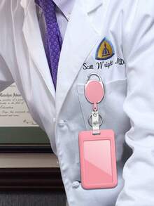 Pink Id Card Holder With Pink Retractable Scroll Clip, Anti Theft Card Sleeve,Pink Thumb Slot Hard Plastic Card Protector, Expandable Id Card Holder, Medical Insurance Protector, Waterproof Medical/Card/Social Security Card Protector, Bus Card Holder, Meal Card Storage,Provides Great Convenience For Your Daily Life And Office. It Is Ideal For Workers,