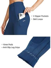 Willit Women's Horse Riding Pants Knee-Patch Equestrian Breeches Horseback Schooling Tights Zipper Pockets - 深藍色 - 查看 4