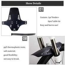 2 piezas Guardabarros para bicicleta para rueda delantera y trasera, guardabarros universal para MTB y bicicleta de carretera, alas de protección contra el barro, accesorio de ciclismo - Negro - Ver 4