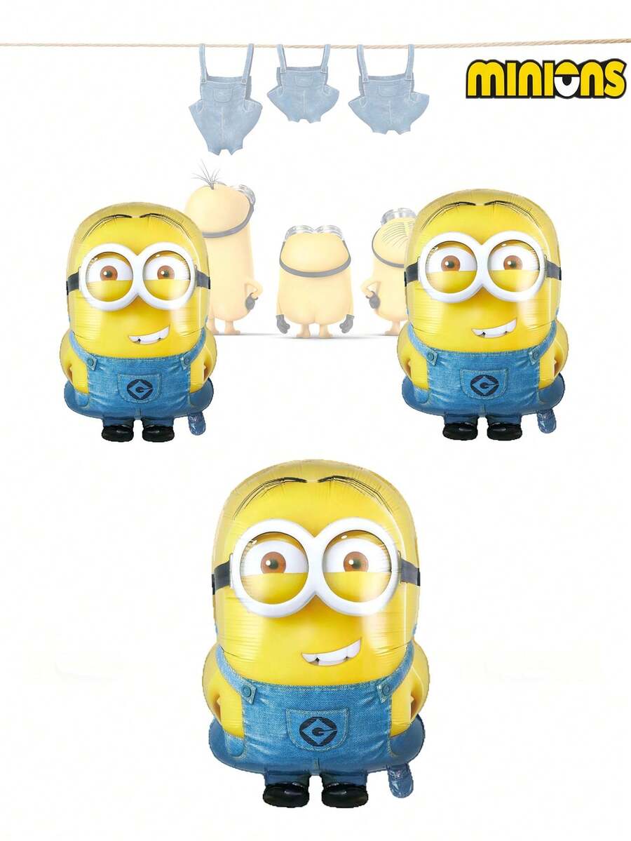 Minions 1pc Minions Large Size Aluminum Material Fun Cartoon Design Minions Pattern Round Glossy Shape Double-Sided Printing Party Decoration Balloons Suitable For Birthday Parties, Festivals, Party Scene Layouts, Photo Backgrounds
