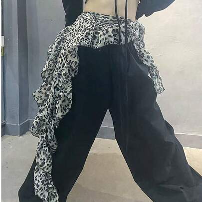 Women's Leopard Print Ruffled Hip Scarf - Jazz & Hip Hop Dance Waist Wrap Accessory