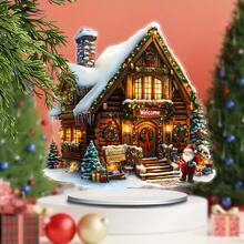 Tabletop Acrylic Boho Style Christmas Gingerbread House Sign - Festive Holiday Home & Office Decor, Multipurpose, Base Included