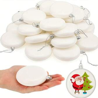 5/10/20 Pcs 3.15 Inch Christmas Blank White Ball Ornaments Plastic White Matte Flat Discs Christmas Ornaments Xmas Christmas Tree Hanging Ornament Decorations DIY Crafts Painting Drawing Ornaments Balls Christmas Hanging Christmas Tree Decor Holiday Decorative Tree