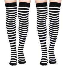 1 Pair Over-The-Knee Striped Christmas Socks, Women Holiday Cosplay Knee High Socks For Christmas, Halloween - Multicolor - View 8