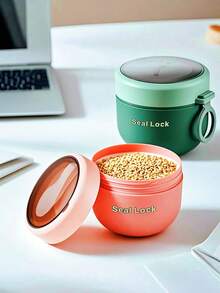 1 pieza Taza de avena, Taza de desayuno, Taza sellada y aislada con tapa y cuchara, Taza de ensalada, Taza de yogur, Taza de batido con tenedor, Recipiente duradero y a prueba de fugas, Taza portátil para frutas y verduras, Adecuada para la escuela, la oficina, viajes y la cocina