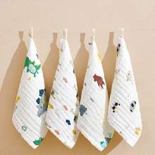 4 Stücke super weiche & bequeme Baby Lätzchen/Taschentücher, Cartoon Muster Design, saugfähig, atmungsaktiv, schützt die empfindliche Haut des Babys, tolle Weihnachts-, Halloween-, Neujahrsgeschenke für Babys