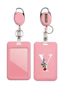 Pink Id Card Holder With Pink Retractable Scroll Clip, Anti Theft Card Sleeve,Pink Thumb Slot Hard Plastic Card Protector, Expandable Id Card Holder, Medical Insurance Protector, Waterproof Medical/Card/Social Security Card Protector, Bus Card Holder, Meal Card Storage,Provides Great Convenience For Your Daily Life And Office. It Is Ideal For Workers,