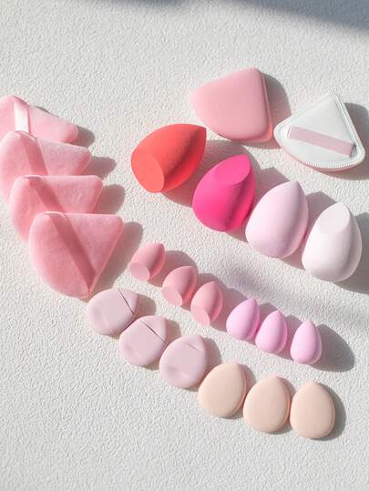 22 قطعة مجموعة فرش مكياج، 4 قطع إسفنجة بودرة، 2 قطعة إسفنجة مكياج، 6 قطع إسفنجة مكياج صغيرة، 4 قطع إسفنجة مكياج كبيرة، 6 قطع إسفنجة مكياج للأصابع، إسفنجات تجميل متنوعة للأساس والكونسيلر لاستخدام جاف ورطب، خالية من اللاتكس، مناسبة لجميع أنواع البشرة، مصممة خصيصًا للتحديد والعيون والزوايا، طقم أدوات مكياج للنساء