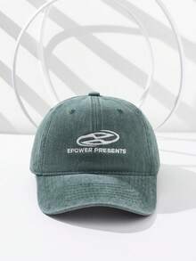 INNNEVV 1pc Unisex Denim Baseball Cap With Embroidered Letter, Vintage Street Style