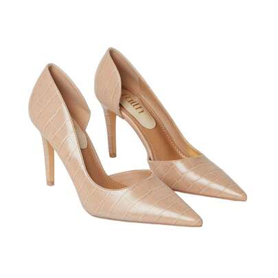 Faith Womens/Ladies Cece Croc Stiletto Heel Court Shoes (Beige) - 100% Mixed - (DP5476)