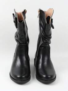 Girls Black Boots, Children's Boots, High Top Children's Winter Boots, Flat Boots For Little Girls - Black - View 6