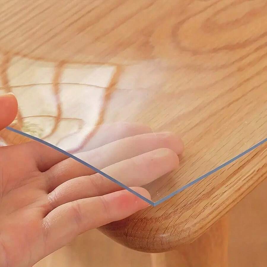 1pc Rectangular Tablecloth, 0.25mm Transparent Dining Table Mat, PVC Surface Protective Pad, Suitable For Home And Hotel Coffee Tables