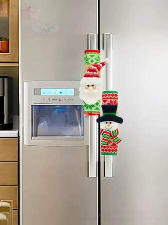 1 件圣诞冰箱门把手盖、保护套、圣诞家居装饰、厨房电器配件、微波炉门把手盖、商店门把手装饰