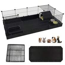 DIY Guinea Pig Cages With Waterproof Canvas Bottom16 Panels Small Animal Cage Pet Playpen With Door For Bunny Turtle Hedgehog Indoor Metal Wire Yard Fence Outdoor - 如圖 - 查看 1