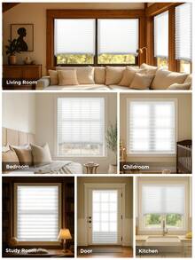 1pc Strong Self Adhesive Pleated Sunshade Blind With 2 Clips, Adjustable Room Darkening Window Blind, Roll Up & Pull Down Design, Suitable For Windows, French Doors, Living Room, Kitchen, Bathroom, Office, Sunshade For Summer, Windproof And Warm For Winter, Gifts Birthday Graduation