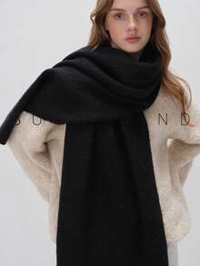 1条女士纯色针织涤纶围巾，优雅时尚，适合日常佩戴，秋冬季节适用。 - 彩色 - 查看 9