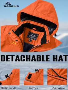 NASBING Women's Winter Skiing Jacket Water Resistant Windproof Thermal Lined Hooded Thermal Winter Clothes Windbreaker Hiking Skiing Camping Mountaining Coat,Skiing - Orange - View 6