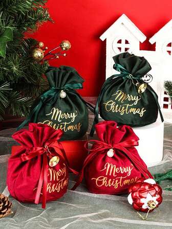 4ชิ้น ถุงของขวัญสีแดงไวน์และสีเขียวสำหรับคริสต์มาส พร้อมข้อความสีทอง "Merry Christmas" - ถุงของขวัญแบบรูดเชือกผ้าปิดผนึก, เครื่องประดับกระดิ่งและไข่มุก, เหมาะสำหรับของขวัญคริสต์มาส, ถุงบรรจุภัณฑ์ขนมหวานและช็อกโกแลต, ถุงคริสต์มาส, ของตกแต่งคริสต์มาส, ถุงของขวัญคริสต์มาส, บรรจุภัณฑ์คริสต์มาส, ของขวัญสำหรับแขกในงานแต่งงาน, ของขวัญบนโต๊ะคริสต์มาส, อุปกรณ์สำหรับงานปาร์ตี้, อุปกรณ์สร้างบรรยากาศคริสต์มาส ของตกแต่งคริสต์มาส, ของขวัญวันหยุด