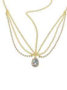 1pc Elegant Fashion Crystal Drop Pendant Forehead Headband - 金子 - 查看 4