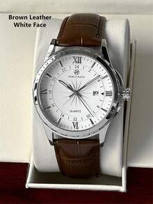 Pablo Raez 1pc Man Watch Business Wristwatch For Man SUS304 Stainless Steel Silver IPS Case Luxury Black Soft & Comfortable Microfiber Leather Fashion Big Dial With Date 50M Waterproof Brand New Male Quartz Wristwatch Sports Casual Clock Nice Gifts For Friend Or Family Father Presents Fit For Daily Life/Work/Party Decorations Dress Watch - Brown - View 13