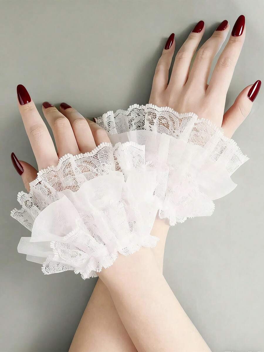 Christmas New Lace Chiffon Floral Cuff Sleeve Cuffs Versatile Hollow Crochet Arm Sleeves