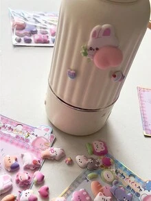 3D Cute Butt Squeeze Soft Stickers, Animal Designs Like Rabbit & Bear, Craft Decor For Kids, Phone Case Stickers - Multicolor - View 4