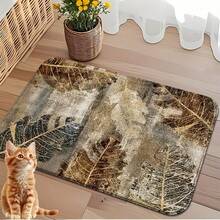 1 buc covor artistic cu frunze în nuanțe de pământ, covor artistic cu textură naturală a frunzelor, covor pentru living, covor, covor pentru living, covor mic, preș, decor pentru casă, covor pentru living mare, decor pentru cameră, covor lavabil, covor plusat, covor cu blană, covor de toamnă/iarnă, gros/pluș