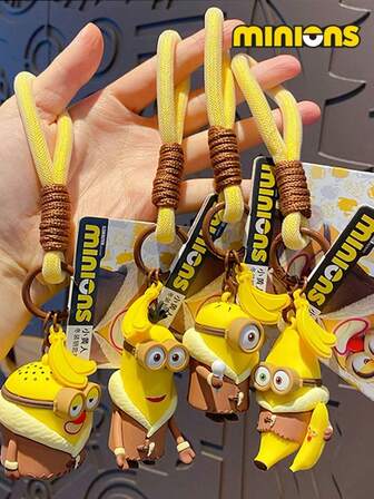  Minions Cartoon Peripheral Gift Metal Keychain Pendant, High-Quality Creative Hanging Decoration For Keys, School Stationery, Bags, And Various Items, Suitable As A Gift For Friends