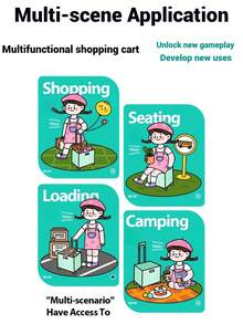 Super life 1 Piece 8-Wheel Stair Climbing Shopping Cart, Rolling Foldable Storage Multipurpose Cart With Telescopic Handle, Suitable For Home, Garden, Shopping, Office, School Use, Halloween, Christmas - Ladder Wheels - View 11