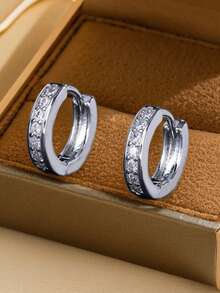 2 piezas Pendientes redondos de moda para mujer con baño de oro y circonita, joyería para uso diario y fiestas, para novia, esposa, amiga, pareja