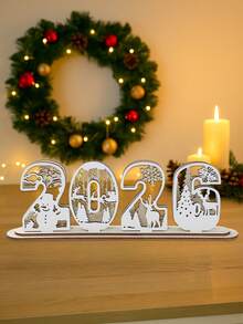 1 peça de ornamento decorativo de placa de madeira para o Ano Novo de 2026, suprimentos de decoração para festas de fim de ano em família, lembrancinhas de festa de Feliz Natal de 2025, decoração de Natal de 2025, decoração de Ano Novo para sala de estar, cozinha, mesa de jantar e banheiro, decoração de atmosfera para o dia de Ano Novo de 2026, decoração de mesa, decoração de casa, decoração de inverno, decoração de primavera - Sinal de 2026 - Ver 2