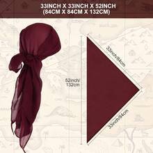 Pirate Costume Men Women Halloween Bandana And Belt Set Accessories For Pirate Hat Styling And Themed Adventures - Rượu vang đỏ - Xem 3