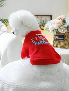1pc Pet Clothes, Cute Dog/Cat Outfit For Small Dogs, Warm & Comfortable Hooded Sweatshirt For Autumn/Winter - Red - View 2