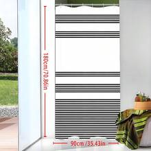 Striped Shower Curtain With Plastic Hooks, Water-Resistant Polyester Bath Curtain Set, Machine Washable, Woven Decorative Window Curtain For Home And Room - All-Season Artistic Design Christmas Decor