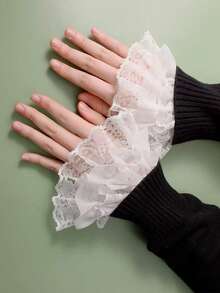 Christmas New Lace Chiffon Floral Cuff Sleeve Cuffs Versatile Hollow Crochet Arm Sleeves