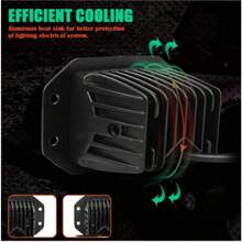 2 Pieces Of 6000K Square Integrated LED Auxiliary Headlights, Waterproof And Dustproof, Suitable For Cars And Motorcycles. - Black - View 5