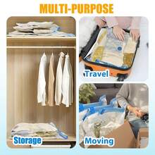 10pcs Vacuum Storage Bags Clothes Organizer Bags Travel Luggage Compression Bags,Ideal Home Supplies Space Saver Storage Bags,Suitable For Home, Apartment & Travel Use, Reusable - 10pcs透明 - 查看 8